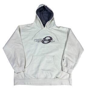 vintage y2k 2000s Anchor Blue logo cream hoodie mens Large indie skater emo